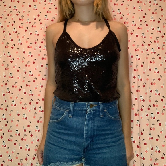 Black sparkly two piece top (not connected) - Picture 2 of 3